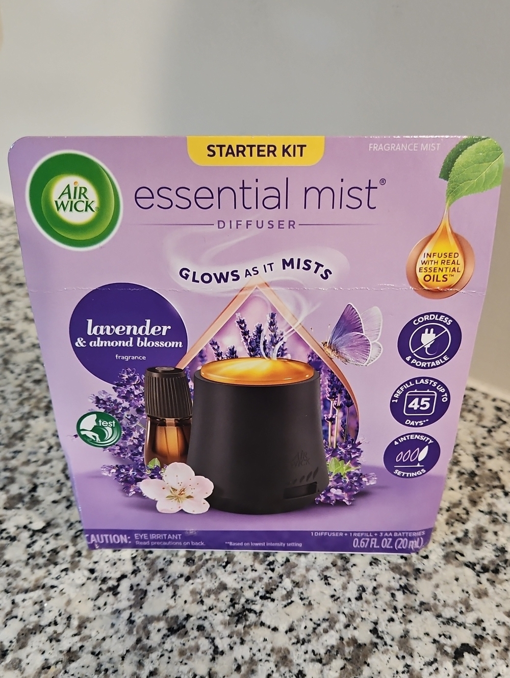 Air Wick Essential Mist Diffuser Lavender & Almond Blossom Starter Kit Purple